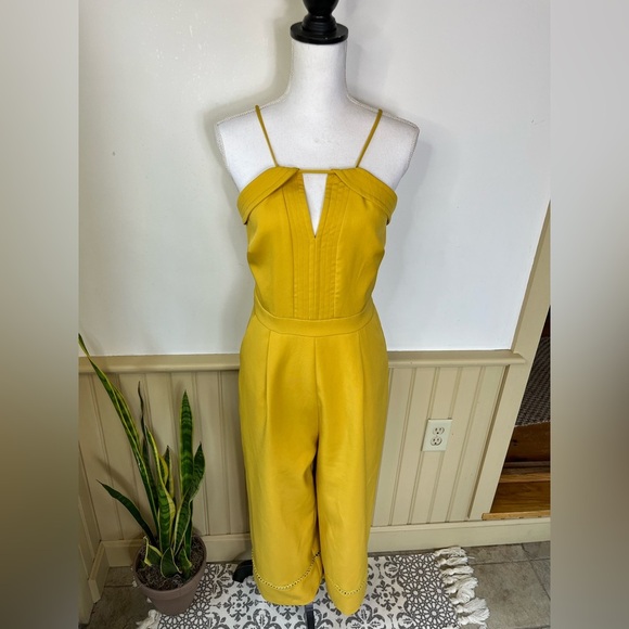 Anthropologie Adelyn Rae Wide Leg Culotte Jumpsuit Romper Mustard Women’s Sz S - Picture 1 of 9